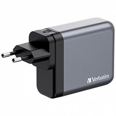 Verbatim, GaN cestovní nabíječka do sítě USB 3.0, USB C, šedá, 140 W, vyměnitelné vidlice C,G,A