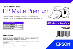 Epson 7113419 PP Matte, pro ColorWorks, 102x152mm, 800ks, polypropylen, bílé samolepicí etikety