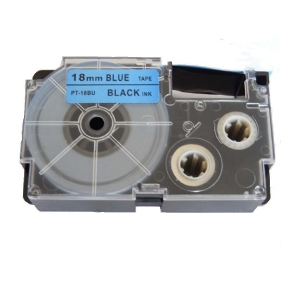 Kompatibilní páska s Casio XR-18BU1, 18mm x 8m černý tisk / modrý podklad