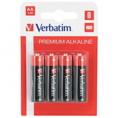 Baterie alkalická, AA (LR6), AA, 1.5V, Verbatim, blistr, 4-pack, 49921