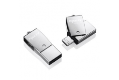 Apacer USB flash disk OTG, USB 3.0, 64GB, AH750, stříbrný, AP64GAH750S-1, USB A / USB Micro  B, s otočnou krytkou
