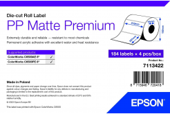 Epson 7113422 PP Matte, pro ColorWorks, 210x297mm, 184ks, polypropylen, bílé samolepicí etikety