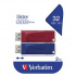 Verbatim 49327 Slider, USB flask disk, USB A 2.0, 32GB, s výsuvným konektorem, červený, modrý, 2 ks