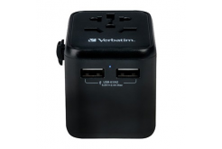 Verbatim, Cestovní adaptér univerzální World-to-World UTA-01 USB-A, černý, 12 W
