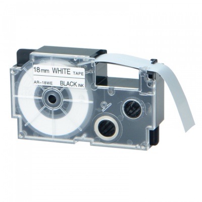 Kompatibilní páska s Casio XR-18WE1, 18mm x 8m černý tisk / bílý podklad