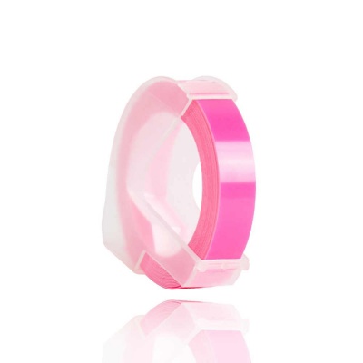 Dymo Omega, 9mm x 3m, bílý tisk / fluorescenční růžový podklad, kompatibilní páska