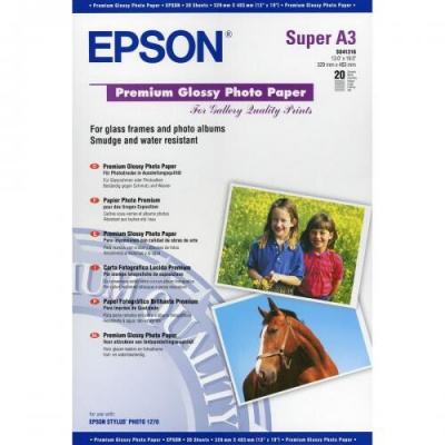 Epson C13S041316 Premium Glossy Photo Paper, foto papír, lesklý, bílý, A3+, 255 g/m2, 20 ks