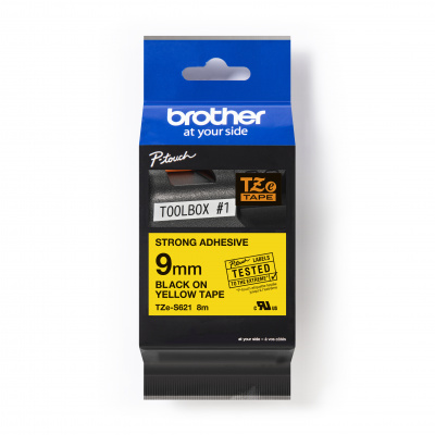 Brother TZ-S621 / TZe-S621 Pro Tape, 9mm x 8m, černý tisk/žlutý podklad, originální páska