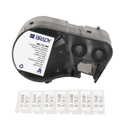 Brady M5-112-490 / 170889, 31.75 mm, Polyester, černý tisk / bílý podklad
