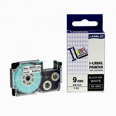 Kompatibilní páska s Casio XR-9WE1, 9mm x 8m černý tisk / bílý podklad