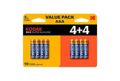 Baterie jednorázová alkalická, tužková, AAA, 1.5V, Kodak, blistr, 8-pack, KOD-LR3MAXBL8, Alkaline Max