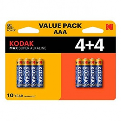 Baterie jednorázová alkalická, tužková, AAA, 1.5V, Kodak, blistr, 8-pack, KOD-LR3MAXBL8, Alkaline Max