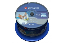 VERBATIM BD-R SL Datalife HTL (50-pack)Blu-Ray/Spindle/6x/25GB Wide Printable