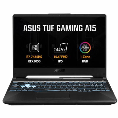 ASUS TUF Gaming A15/FA506NCR-HN177/R7-7435HS/15,6"/FHD/16GB/1TB SSD/RTX 3050/bez OS/Black/2R