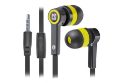 Defender Pulse 420, sluchátka s mikrofonem, bez ovládání hlasitosti, černo-žlutá, špuntová, 3.5 mm jack