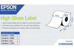 Epson C33S045536 High Gloss, pro ColorWorks, 51mmx33m, bílé samolepicí etikety