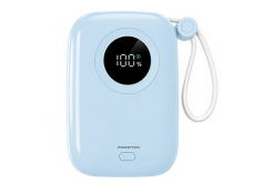 Powerton ENERGY PASTEL EDITION Powerbanka 10000mAh, 2x USB-C, 22.5W, integrované kabely, modrá