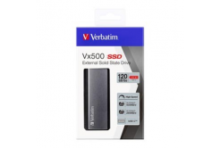 SSD Externí Verbatim Vx500, 47441, 120GB, stříbrný, 2.5", USB-C