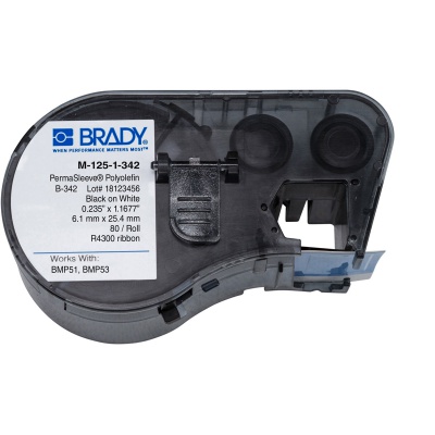 Brady M-125-1-342 / 143226, Labelmaker PermaSleeve Wiremarker Sleeves, 25.78 mm x 6.00 mm