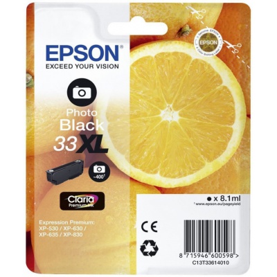 Epson T33614012, T33XL foto černá (photo black) originální cartridge