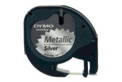 Dymo LetraTag 91208 S0721730 12mm x 4m černý tisk/stříbrný podklad originální páska metalická