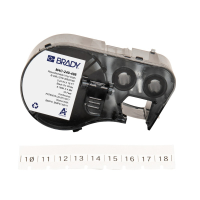 Brady M4C-240-498 / 170782, 6.10 mm x 4.88 m, Vinyl, černý tisk / bílý podklad