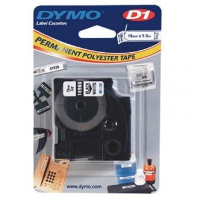 Dymo D1 16960, S0718070, 19mm x 5,5m černý tisk / bílý podklad, originální páska