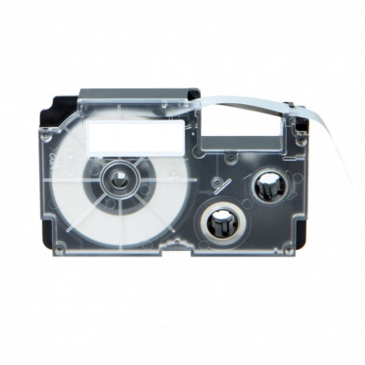 Casio R15WE (XR-24HSWE), 24mm x 2m, černý tisk / bílý podklad, smršťovací, kompatibilní páska