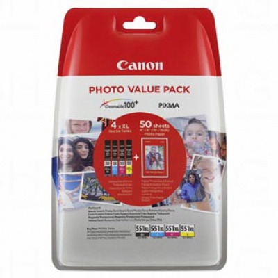Canon CLI-551XL 6443B006 multipack originální cartridge + fotopapír 50x (10x15)
