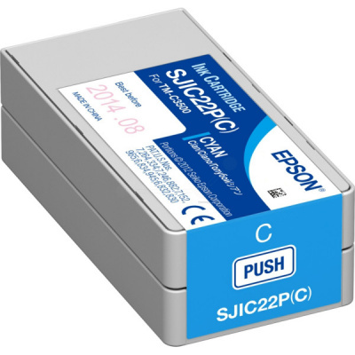 Epson SJIC22P(C) C33S020602 pro ColorWorks, azurová (cyan) originální cartridge