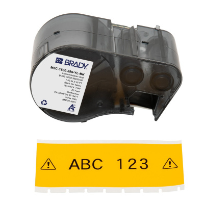 Brady M5C-1500-595-YL-BK / 170946, 38.10 mm x 7.62 m, Vinyl, černý tisk / žlutý podklad