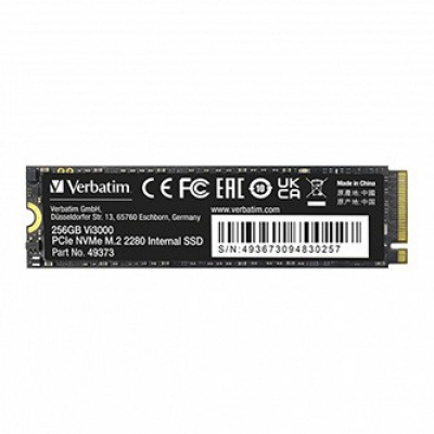 SSD Interní Verbatim Vi3000 M.2, 49373, 256GB, černý, 3300 MB/s-R, NVMe, 1300 MB/s-W