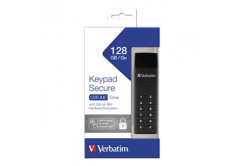 Verbatim USB flash disk, USB 3.0, 128GB, Keypad Secure, černý, 49429, USB A, 256bitové hardwarové šifrování AES, LED indikátor