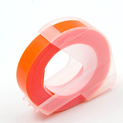 Dymo Omega, 9mm x 3m, bílý tisk / fluorescenční oranžový podklad, kompatibilní páska