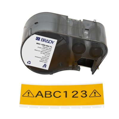 Brady M5C-1500-584-YL / 170938, 38.10 mm x 6.10 m, Plastic, černý tisk / žlutý podklad