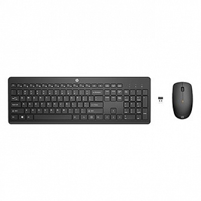 HP 235 Wireless Mouse Keyboard sada klávesnice bezdrátová CZ/SK, černá s bezdrátovou optickou myší, AAA,AA, multimediální, USB-A t