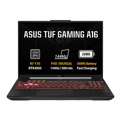 ASUS TUF Gaming A16/FA607NUQ-RL003Z/R7-170/16"/WUXGA/16GB/1TB/RTX 4050/bez OS/Gray/2R