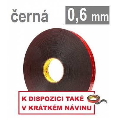 3M VHB™ 5925-F, tl. 0,6 mm; černá oboustranně silně lepicí akrylová páska 19 mm x 33 m