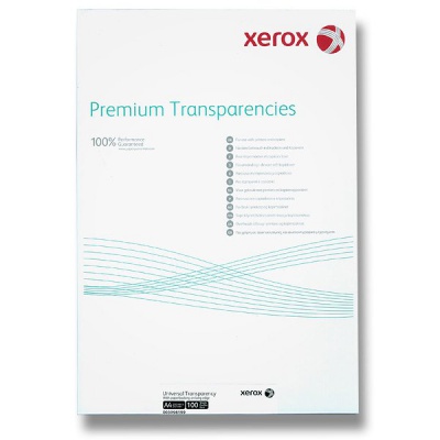 Xerox, fólie, transparentní, A3, 100 mic. 100ks, pro černobílé kopírování a laserový tisk, 3R98203