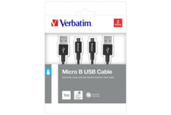 Verbatim USB kabel (2.0), USB A samec - microUSB samec, 1m, reversible, černý, box, 48874, 2 kusy v balení: 2x 100 cm