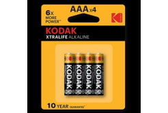 Baterie jednorázová alkalická, tužková, AAA, 1.5V, Kodak, blistr, 4-pack, KOD-LR3XT, Alkaline XTRALIFE