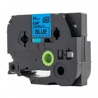 Kompatibilní páska s Brother TZ-FX551 / TZe-FX551, 24mm x 8m, flexi, černý tisk / modrý po