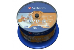 Verbatim 43533 DVD-R Wide Inkjet Printable, 50-pack Spindle, No ID Brand, 4.7GB, 16x, 12cm