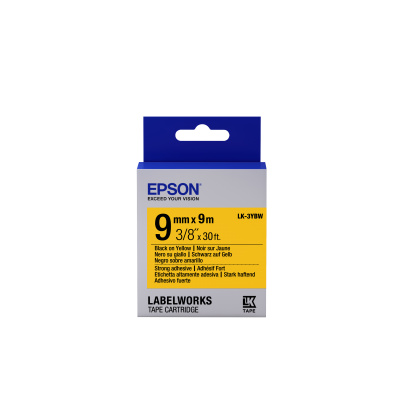 Epson LabelWorks LK-3YBW C53S653005 9mm x 9m, černý tisk / žlutý podklad, silně lepicí, originální páska