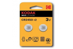 Baterie jednorázová lithiová, knoflíková, CR2450, 3V, Kodak, blistr, 2-pack, KOD-2450BL2