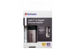 USB (3.1) hub 1-port, 49146, šedá, délka kabelu 10cm, Verbatim, adaptér USB C na Ethernet