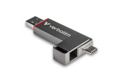 Verbatim 32040 Dual QuickStick, USB flask disk, USB C + USB A 3.2 Gen 1, 128GB, s poutkem, šedý