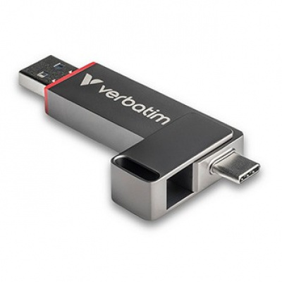 Verbatim 32040 Dual QuickStick, USB flask disk, USB C + USB A 3.2 Gen 1, 128GB, s poutkem, šedý