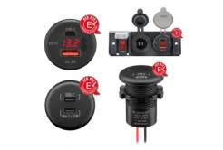 Switch panel with integrated USB built-in charger with LED - open cable ends