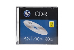 HP CD-R, CRE00085-3, 69310, 10-pack, 700MB, 52x, 80min., 12cm, bez možnosti potisku, slim case, pro archivaci dat, poškozený obal